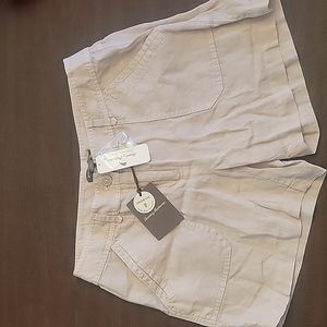 Tommy Bahama Two Palms Linen Shorts Womens 4 Khaki Slant Pockets Beach 5" Inch